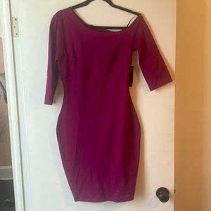 Asymmetrical Fuchsia Body-con Dress